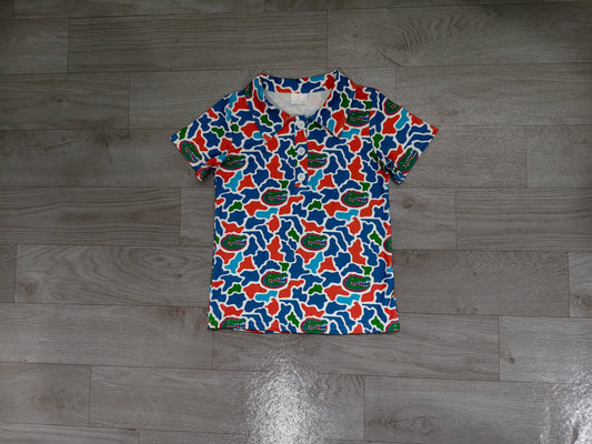 Short sleeves camo crocodile kids boys team polo shirt