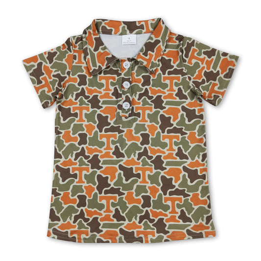 Short sleeves camo T kids boys team polo shirt