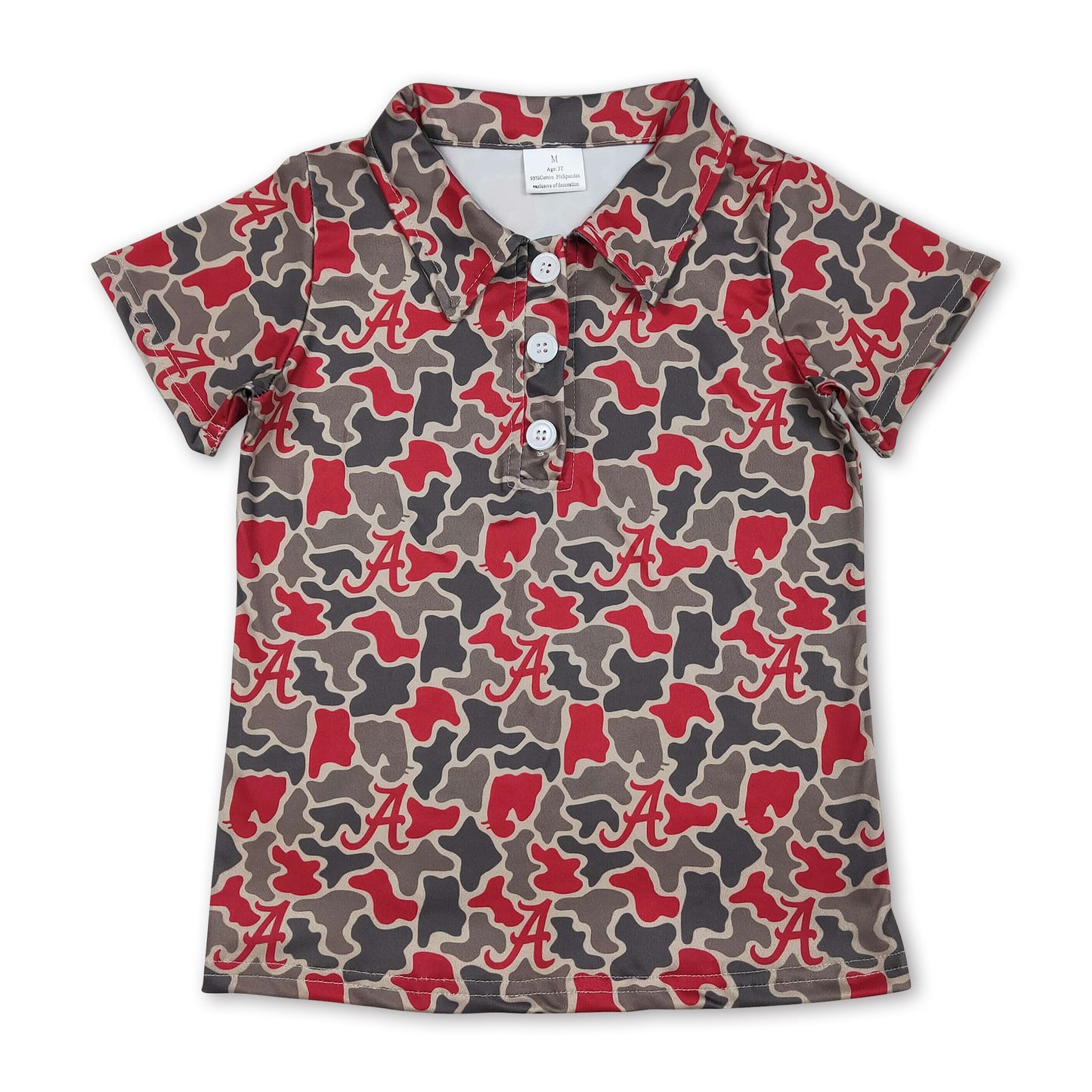 Short sleeves camo A kids boys team polo shirt