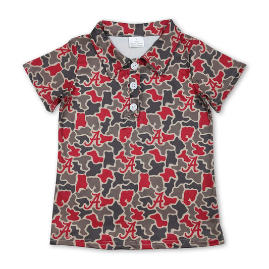 Short sleeves camo A kids boys team polo shirt