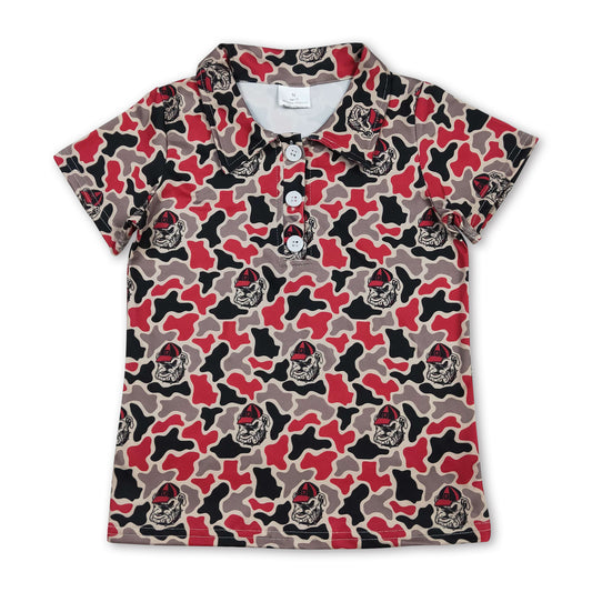 Short sleeves camo dog kids boys team polo shirt