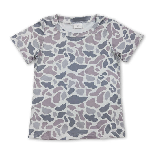 Short sleeves grey camo kids boys summer t-shirt