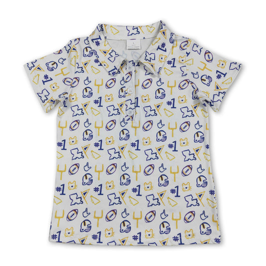 Short sleeves yellow football kids boys team polo shirt