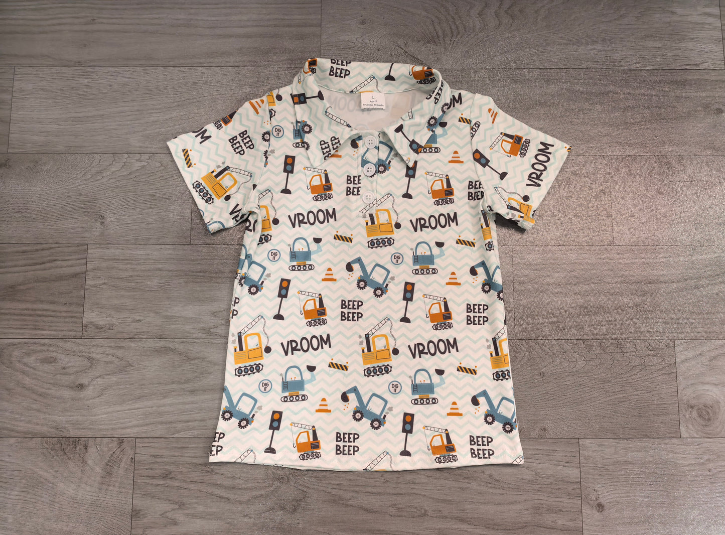 Short sleeves constructions kids boys polo shirt