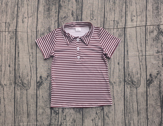 Short sleeves maroon stripe kids boys team polo shirt