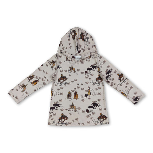 Long sleeves horse rodeo western kids boys hoodie