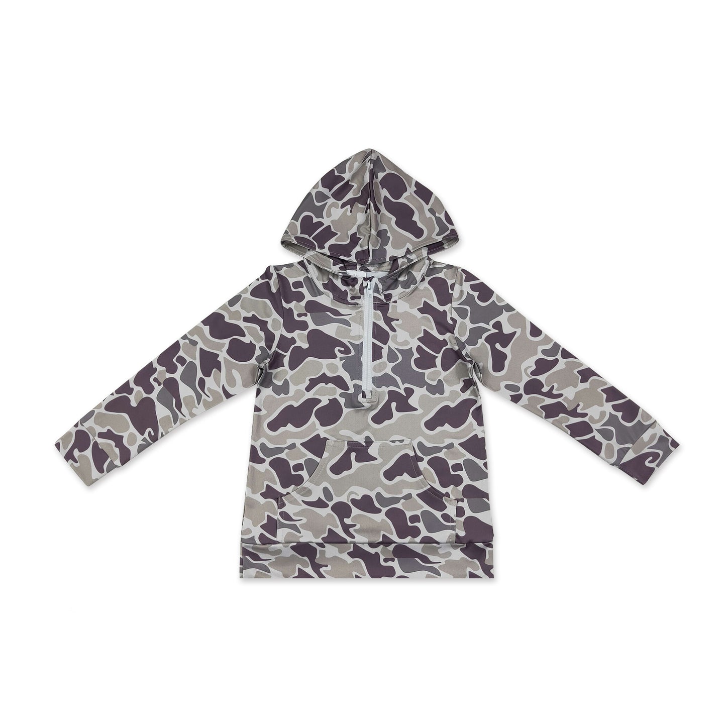Long sleeves camo pocket zipper kids boys fall hoodie