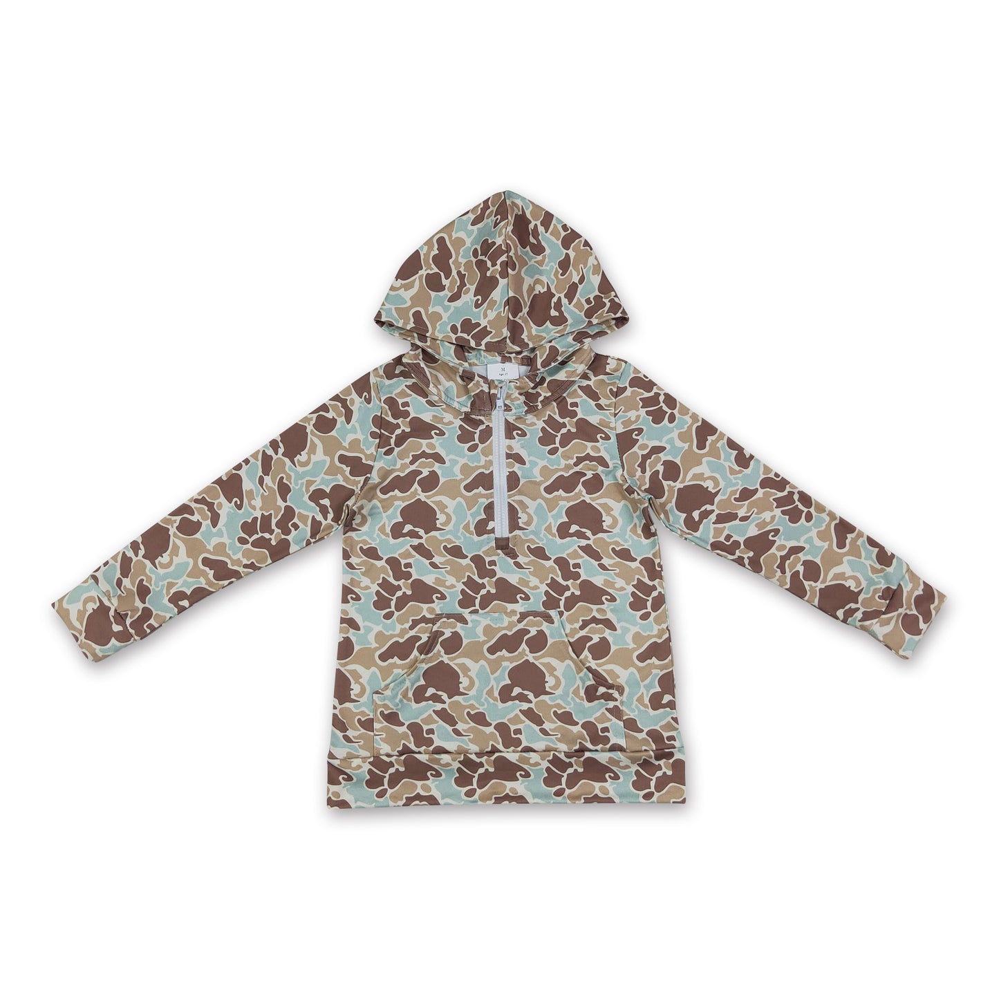Long sleeves mint camo pocket zipper kids boys fall hoodie