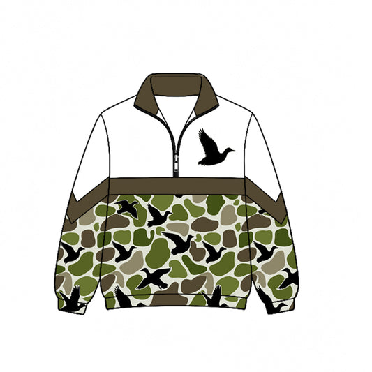 Long sleeves duck camo kids hunting zipper pullover