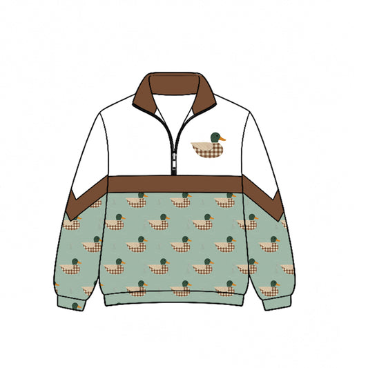 Long sleeves plaid duck kids hunting zipper pullover