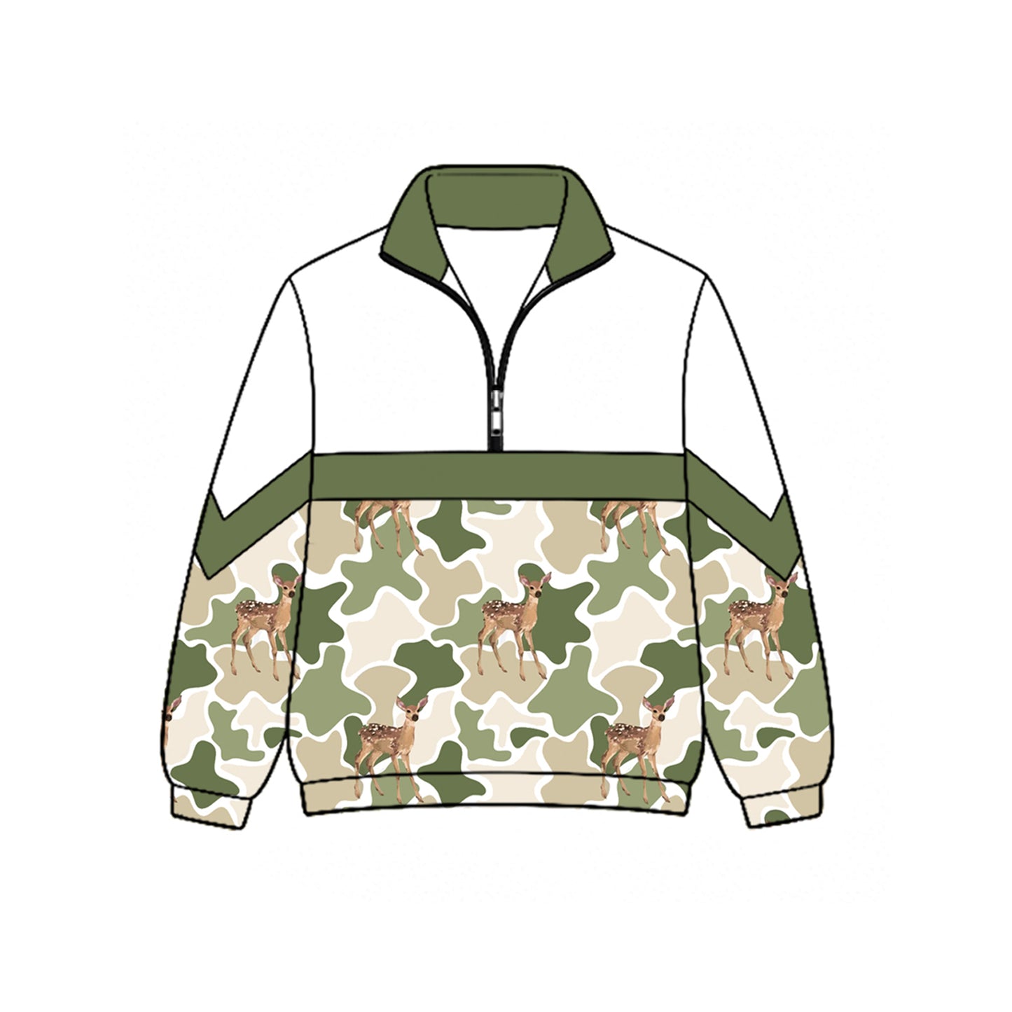 Long sleeves deer camo kids boys hunting zipper pullover