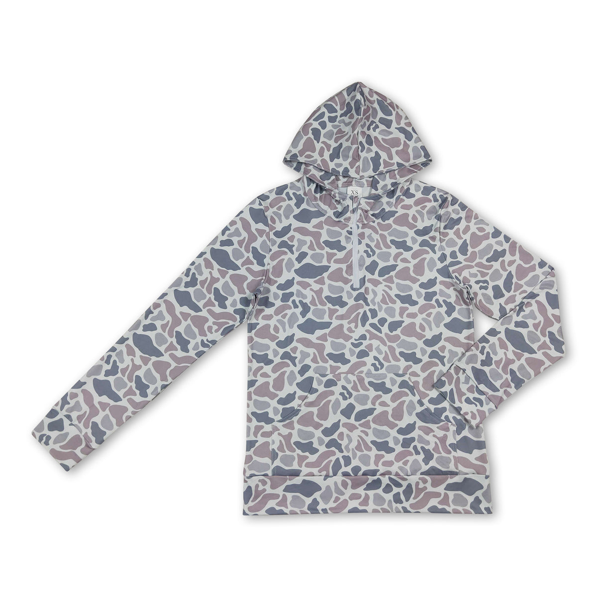 Long sleeves grey camo men pocket zipper hoodie