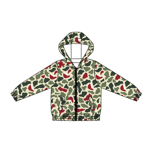 Long sleeves camo santa kids boys Christmas hooded jacket