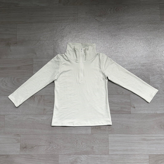 Long sleeves green stripe kids boys zipper pullover
