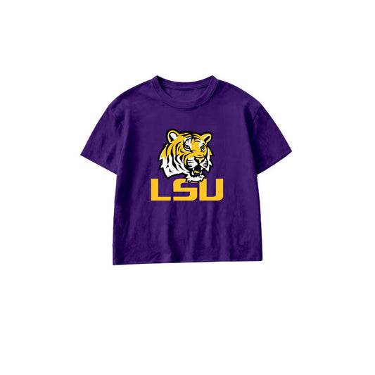 Short sleeves purple tiger kids boys team shirt