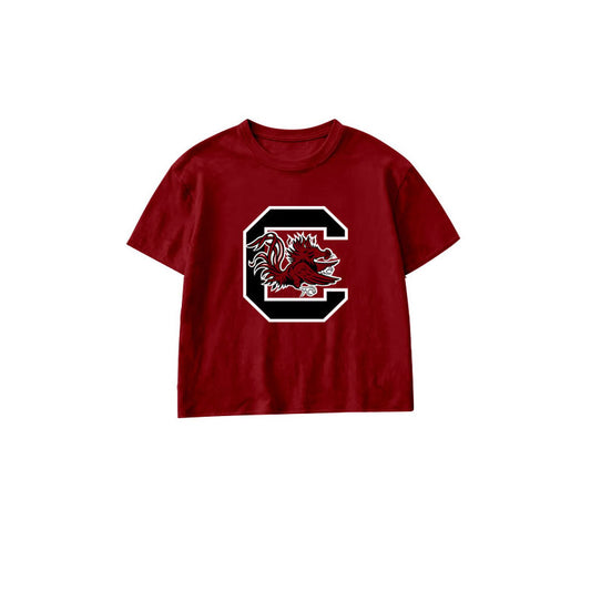 Short sleeves maroon kids boys summer team shirt