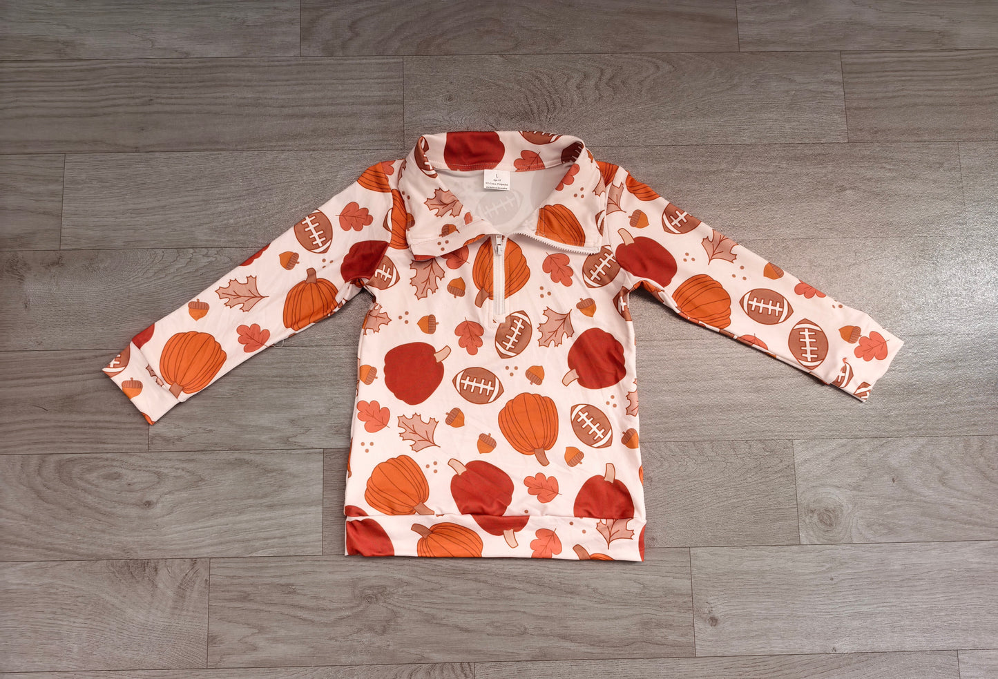 Long sleeves pumpkin leaves football boys fall pullover