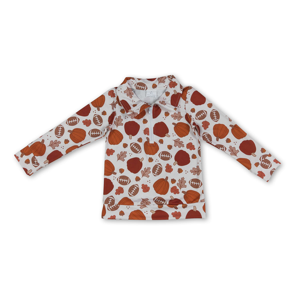 Long sleeves pumpkin leaves football boys fall pullover