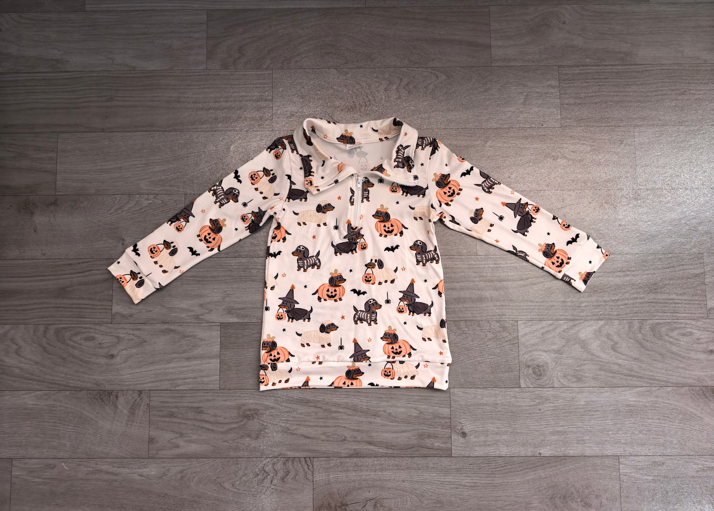 Pumpkin dogs kids boys zipper Halloween pullover