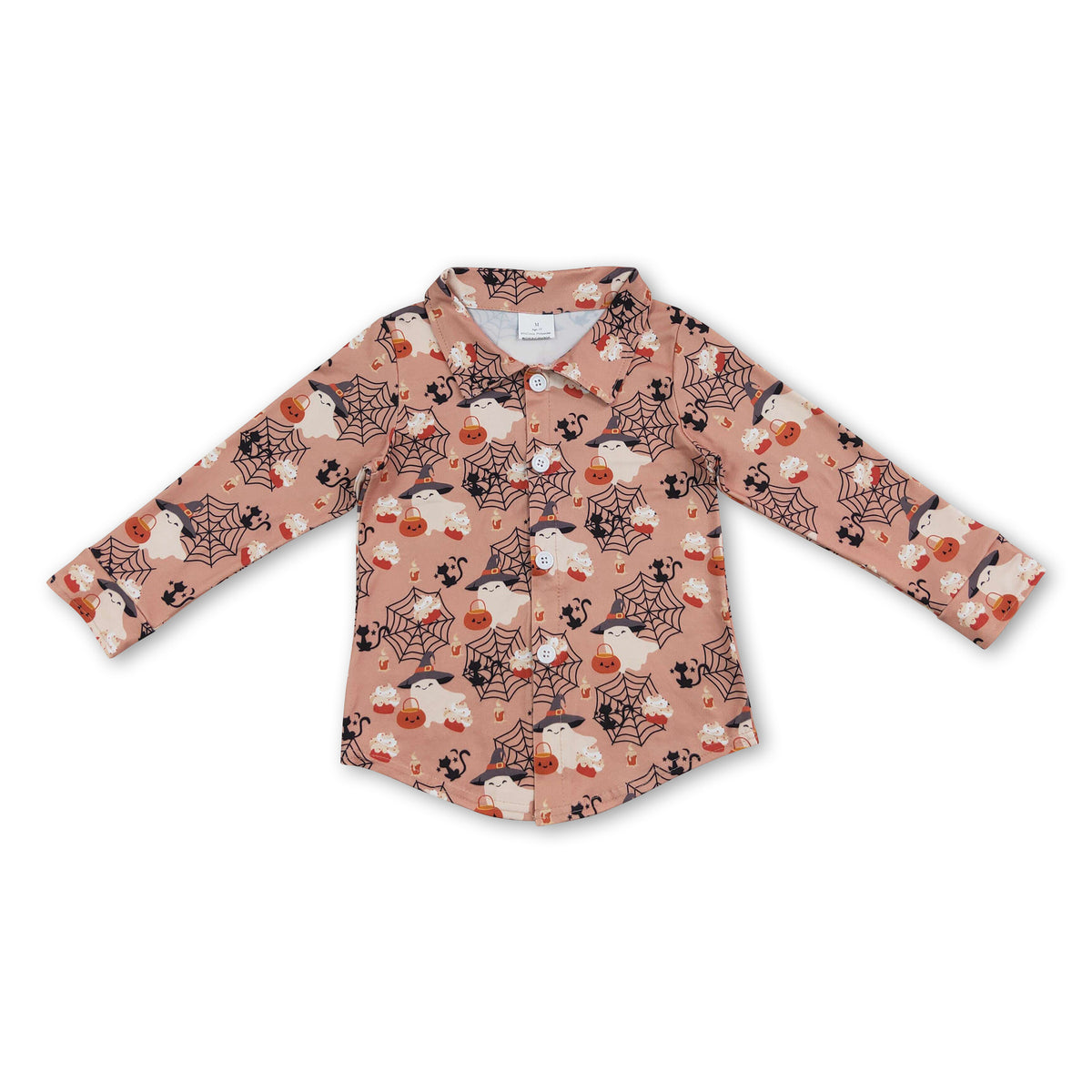Pumpkin ghost boy Halloween button down shirt