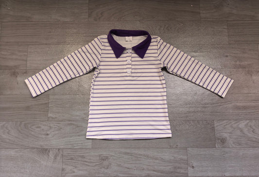Long sleeves purple stripe kids boys polo shirt