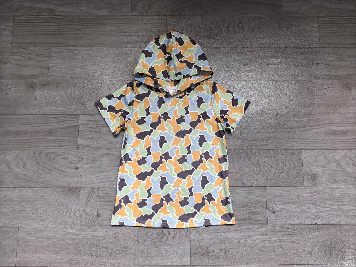 Short sleeves camo rabbit kids boys Easter hoodie