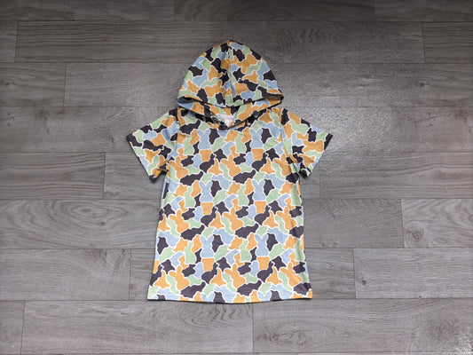 Short sleeves camo rabbit kids boys Easter hoodie
