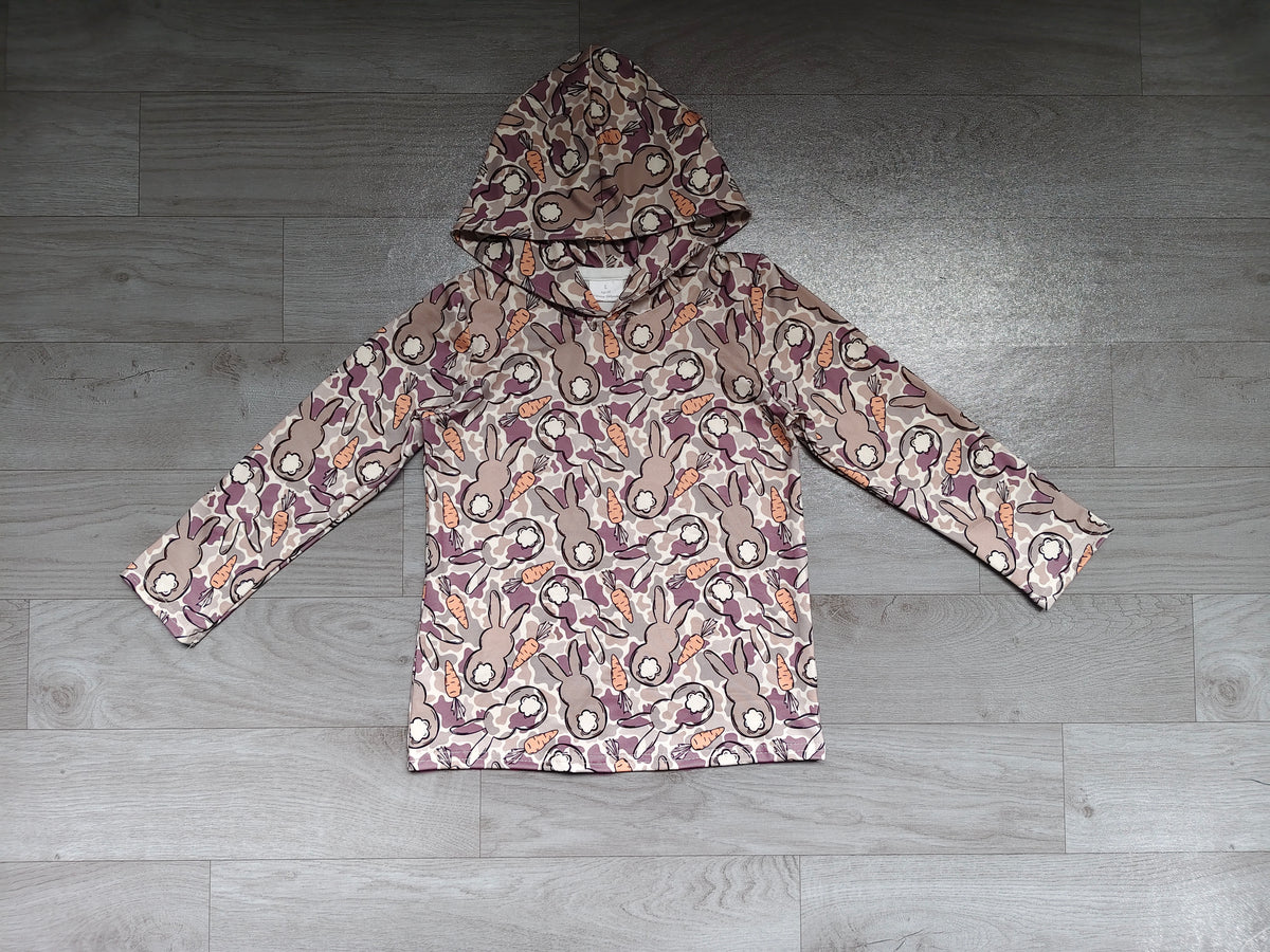 Long sleeves camo bunny carrot boys Easter hoodie