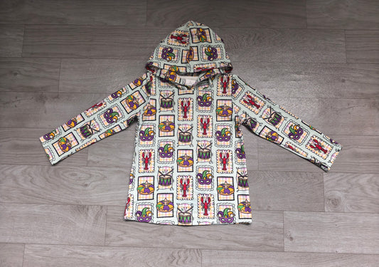Long sleeves crawfish donut kids Mardi Gras hoodie