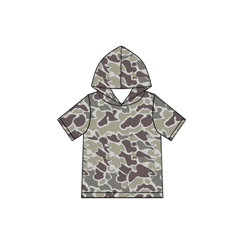 Short sleeves camo wholesale kids boys hoodie
