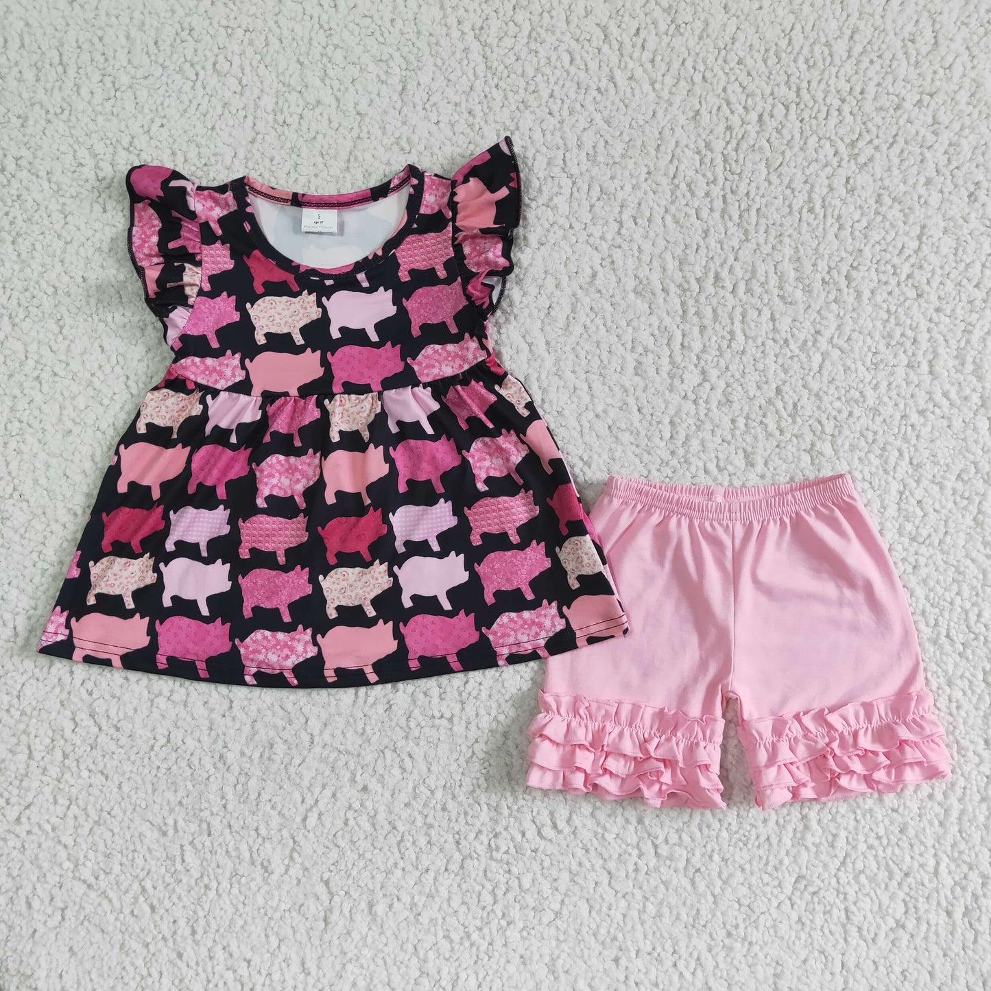 Pig flutter sleeve girls boutique clothing