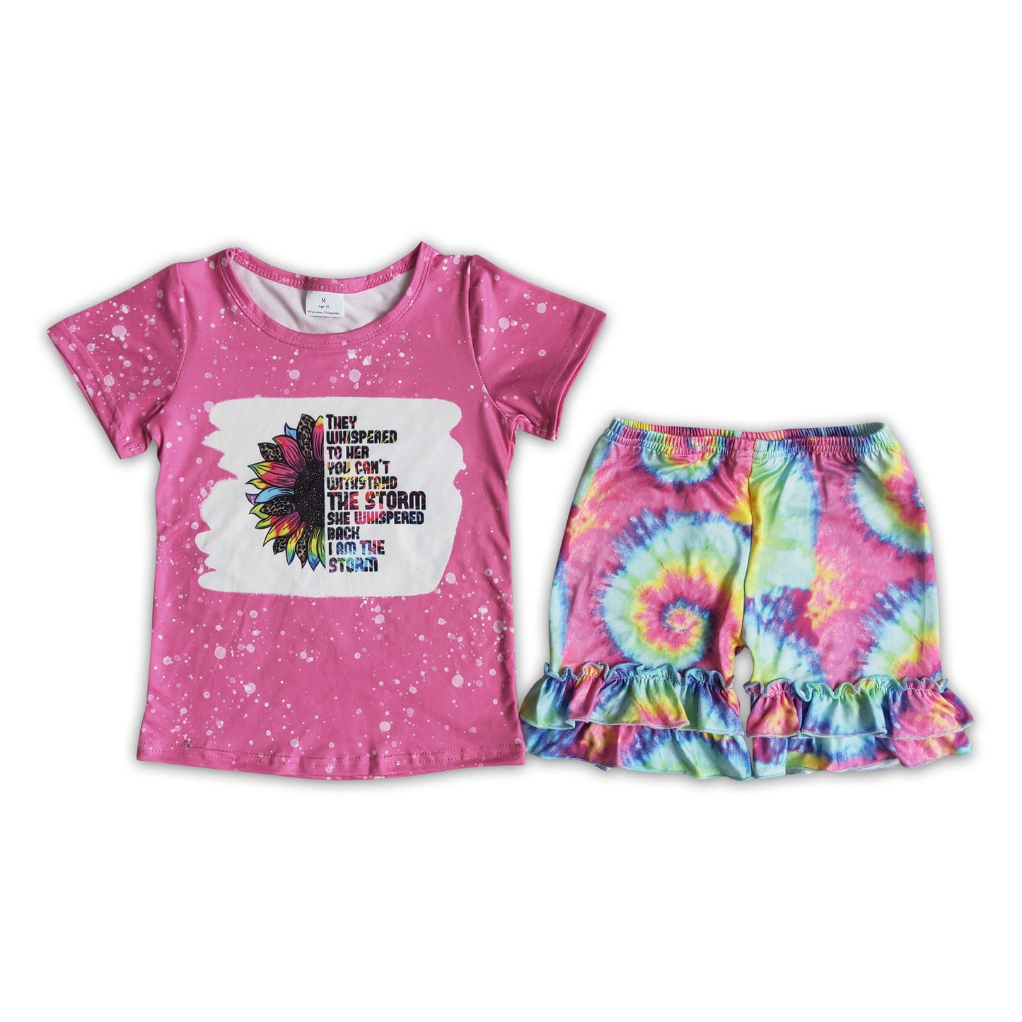 Sunflower tie dye girls summer clothing