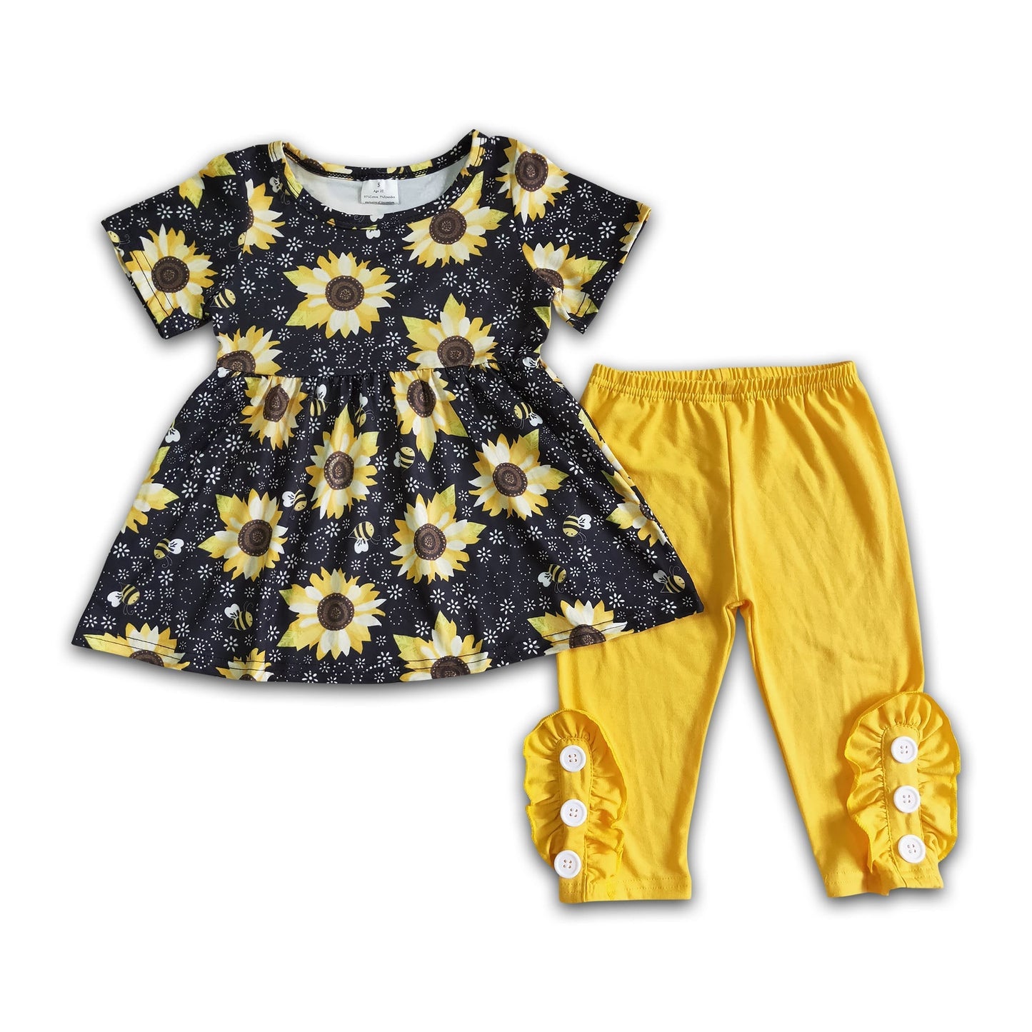 Sunflower Short Sleeve Pants Outfit – Western kids clothes