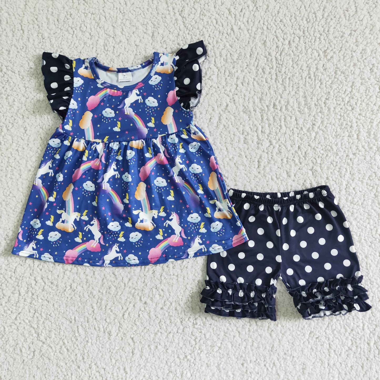 Unicorn rainbow kids girls summer outfits