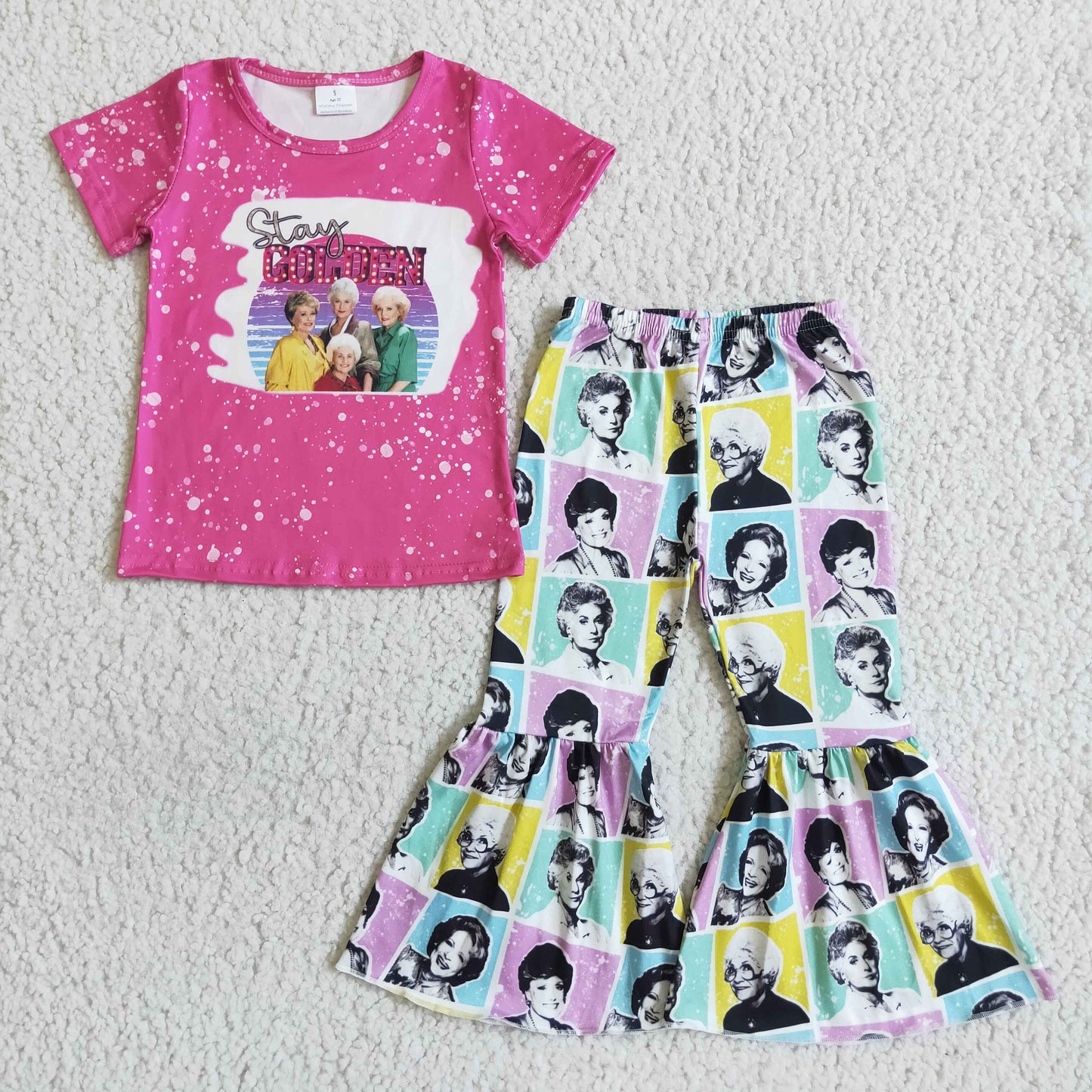 Friends shirt bell bottom pants set girls outfits