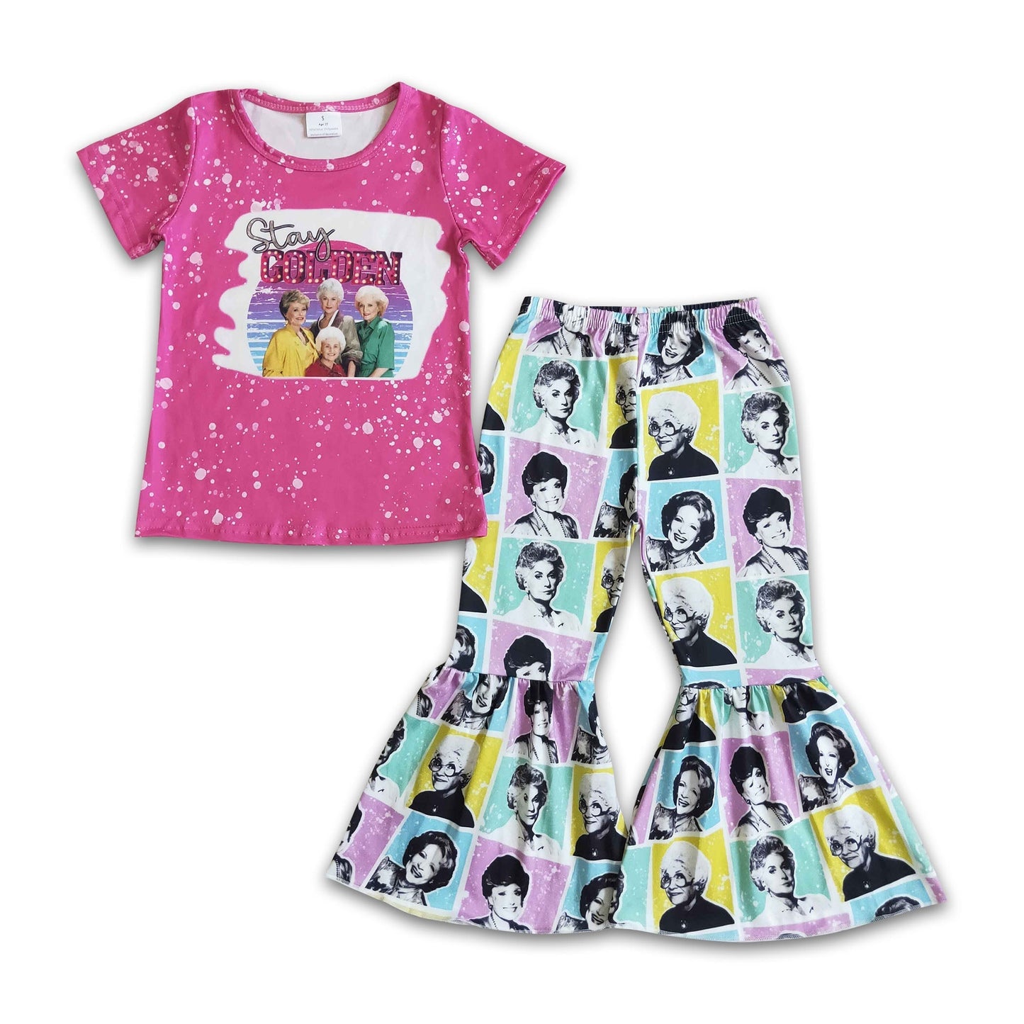 Friends shirt bell bottom pants set girls outfits