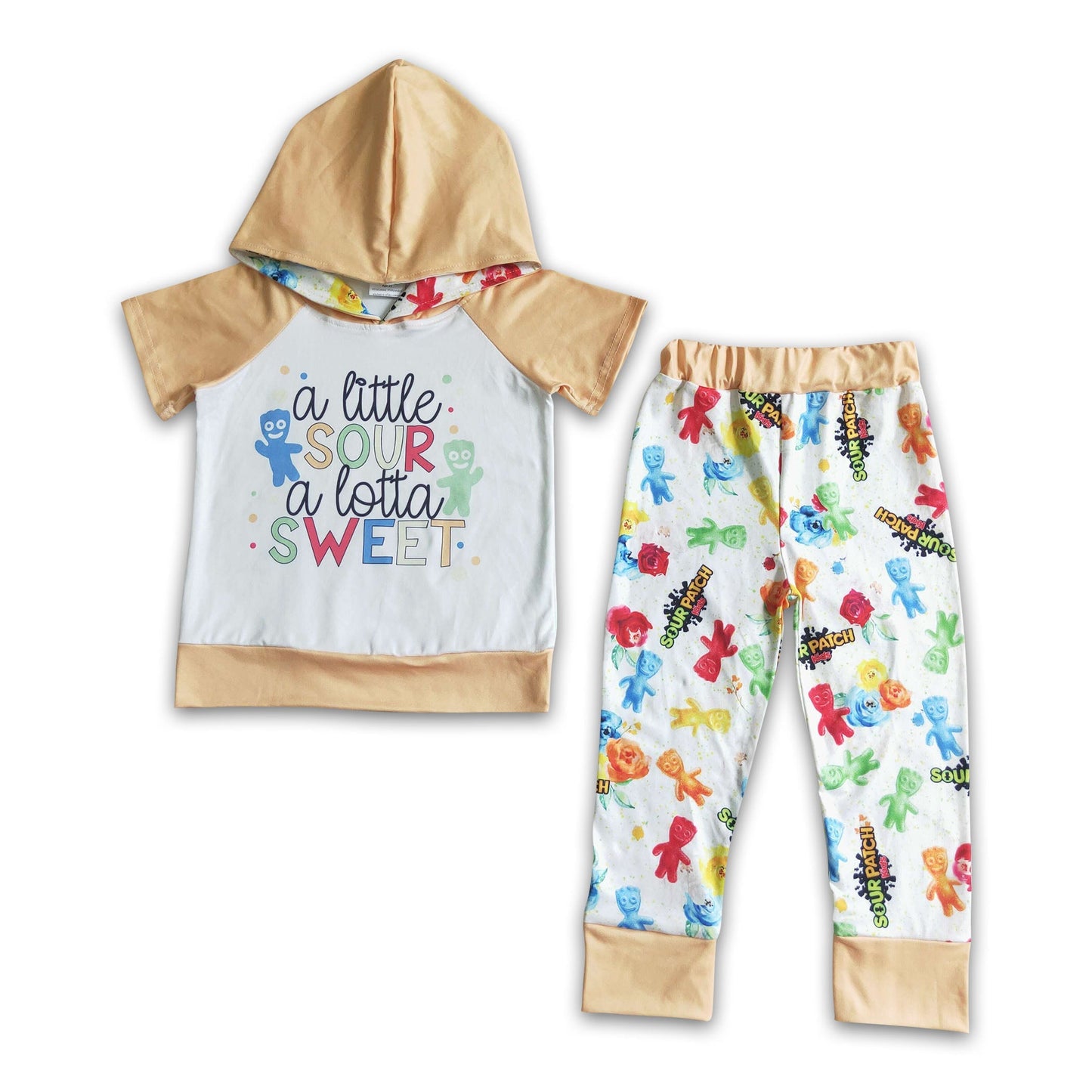 A little sour a lotta sweet short sleeve kids boy hoodie set