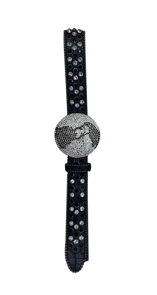 Rhinestones black baby girls belt