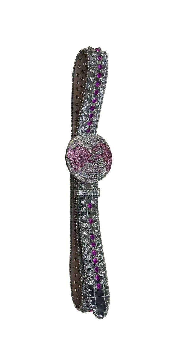 Hot pink rhinestones silver baby girls belt