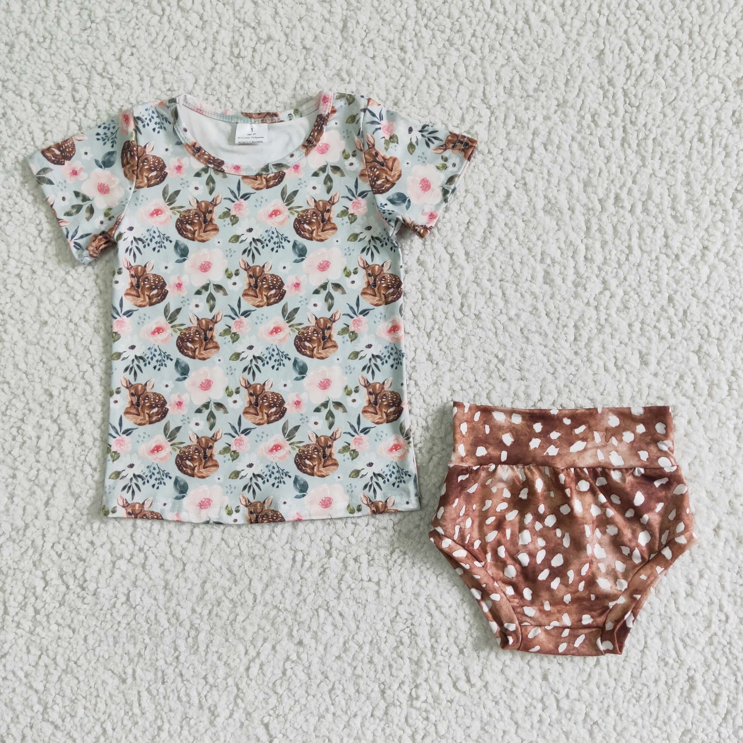 Deer print shirt bummies baby clothing set