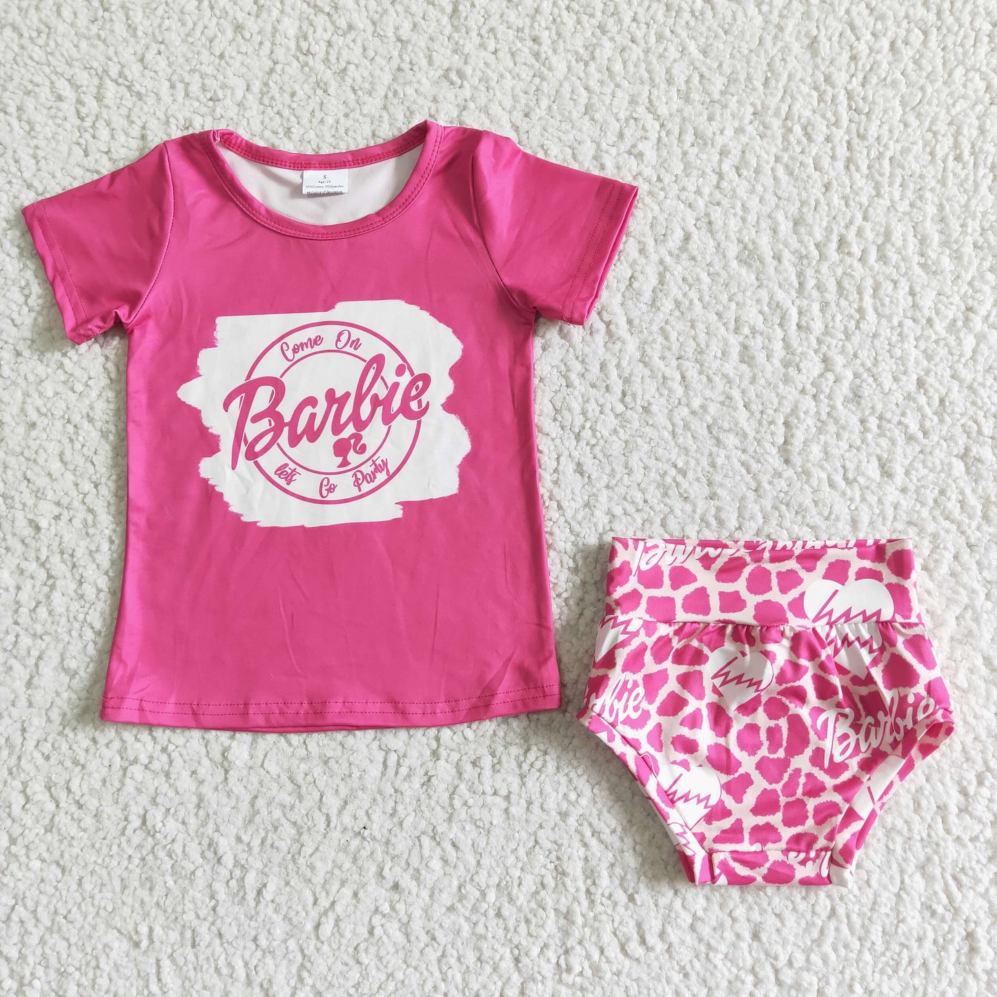 Come on let go party baby girls bummies set