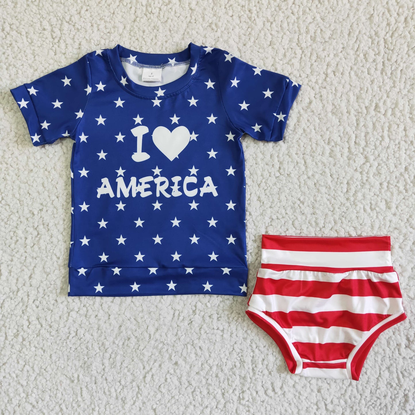 I love America star and stripe baby 4th of july bummies set