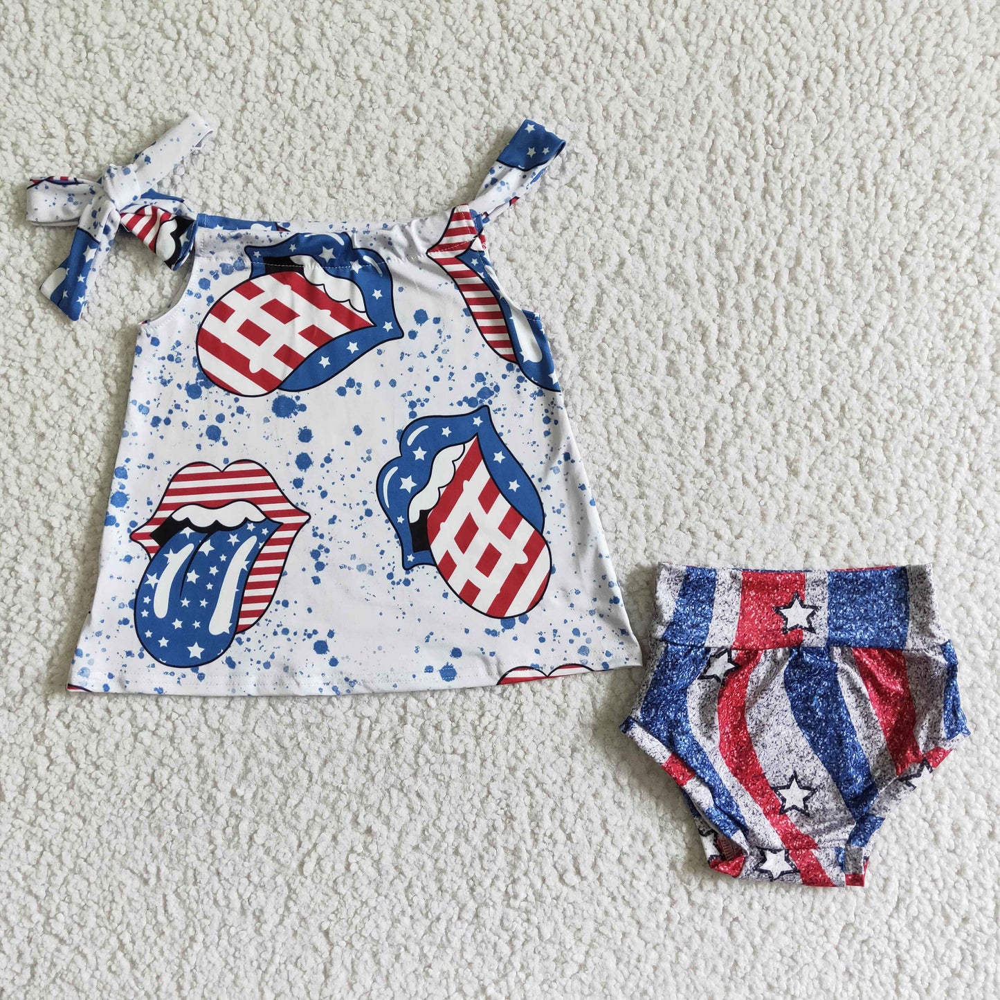 Tongue shirt bummies baby 4th of july clothing set