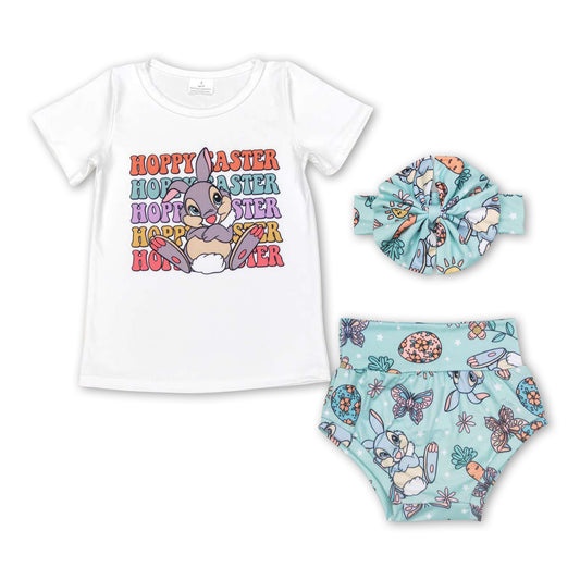 Hoppy easter top rabbit floral bummies baby girls outfits