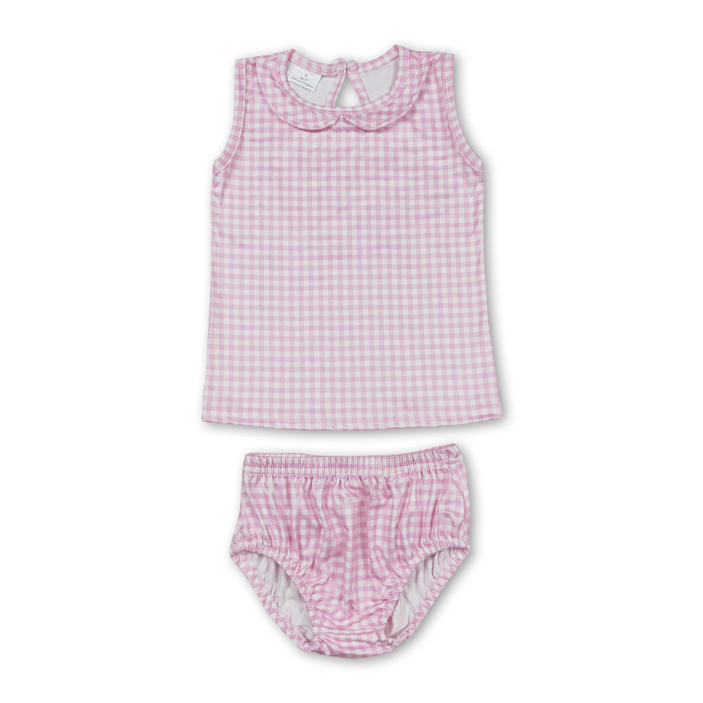 Sleeveless pink plaid top bummies baby girls clothes