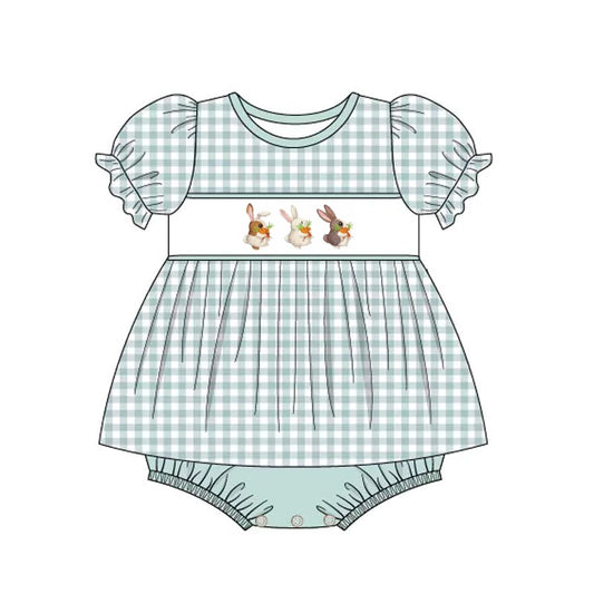 Short sleeves plaid bunny top bummies baby easter set