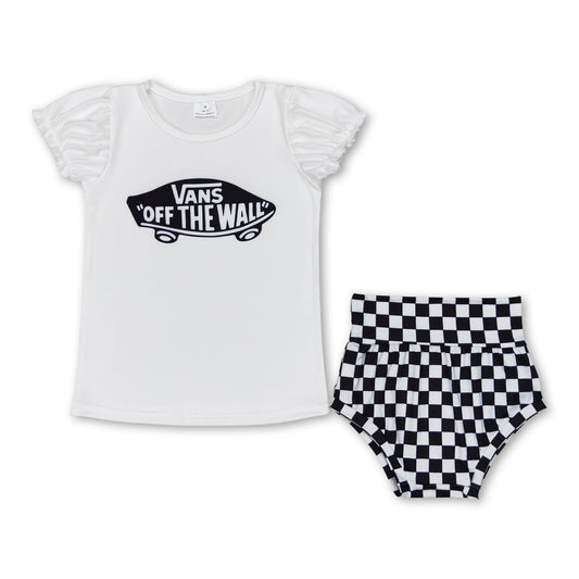 White skateboard top plaid bummies baby clothes