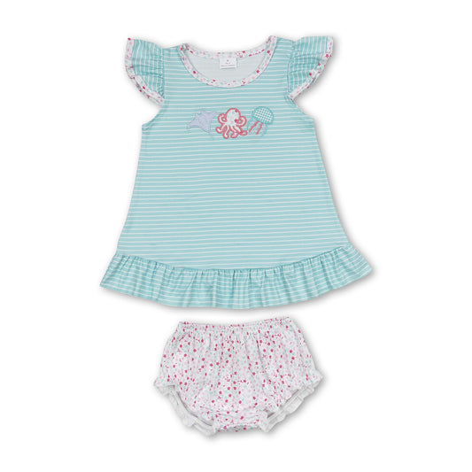 Stripe octopus top stars bummies baby girls clothes