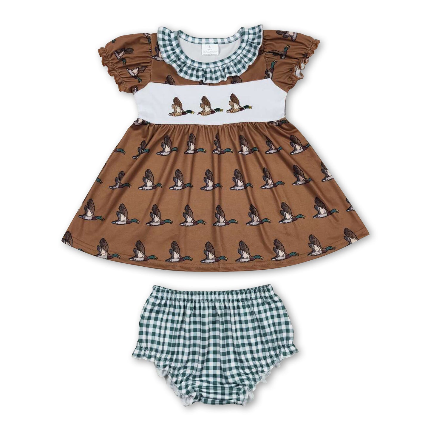 Brown duck top plaid bummies girls clothes