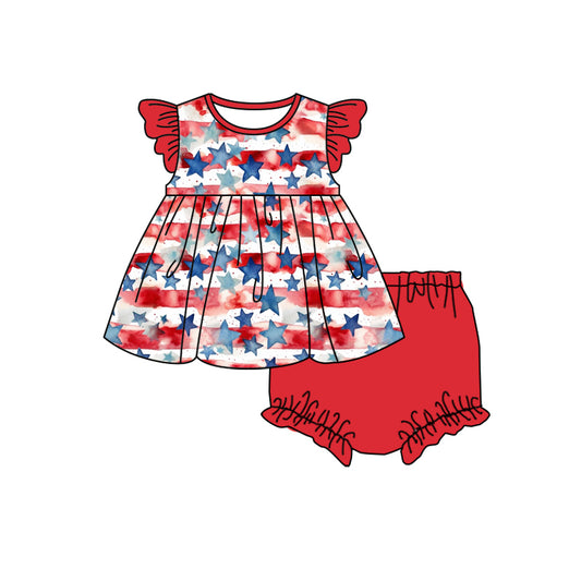 Stars stripe tunic bummies girls 4th of july clothes